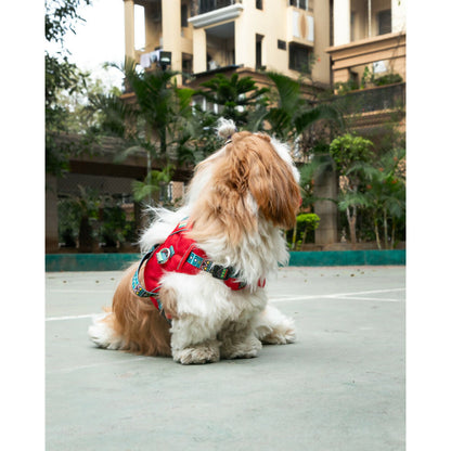 Waggety Adjustable Full Body Dog Harness - Comfortable Fit, Durable Polyester, Red - Dista