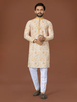 Thumbnail for Anaita L Yellow Lucknowi Silk Straight Kurta - Distacart