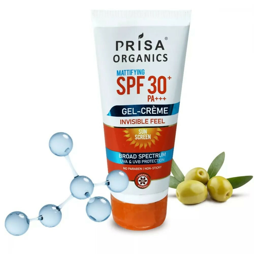 Prisa Organics Mattifying Sun Screen SPF 30 PA+++ Invisible Feel Gel Cream - Distacart