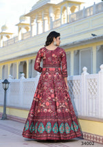 Thumbnail for Partywear Designer Maroon Dola Silk Anarkali suit with Dupatta - Suzen - Distacart