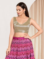 Thumbnail for Joban Fashion Antique Silver Mulberry Silk Padded Blouse With Sweetheart Neck Sleeveless - Distacart