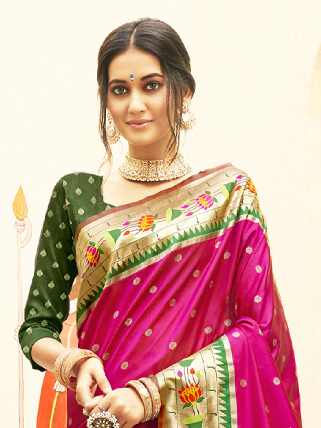 Astita Silk Blend Magenta Saree