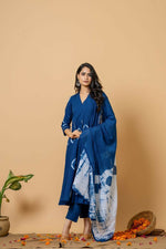 Thumbnail for Joban Fashion Blue Tie & Dye Cotton Suit Set - Distacart