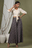 Juniper Grey Ethnic Motif Printed Rayon Flared & Kalidar Palazzo - Distacart