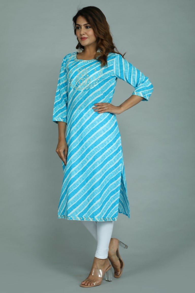 Alvano Women's Stylish Cotton Blend Laheriya Kurti - Distacart