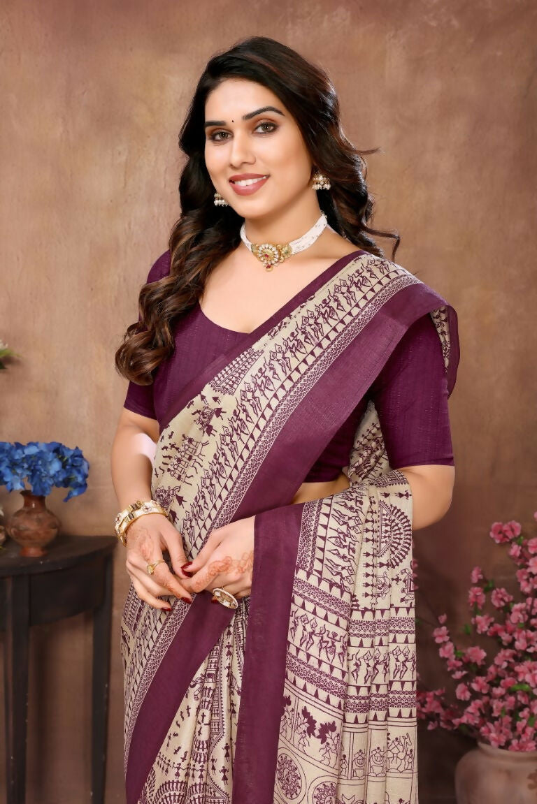 Aafreen Partywear Designer Purple Khadi Fancy Saree - Distacart