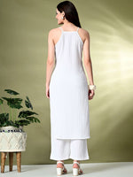 Thumbnail for Sangria Self Design Shoulder Straps Straight Kurta With Palazzo