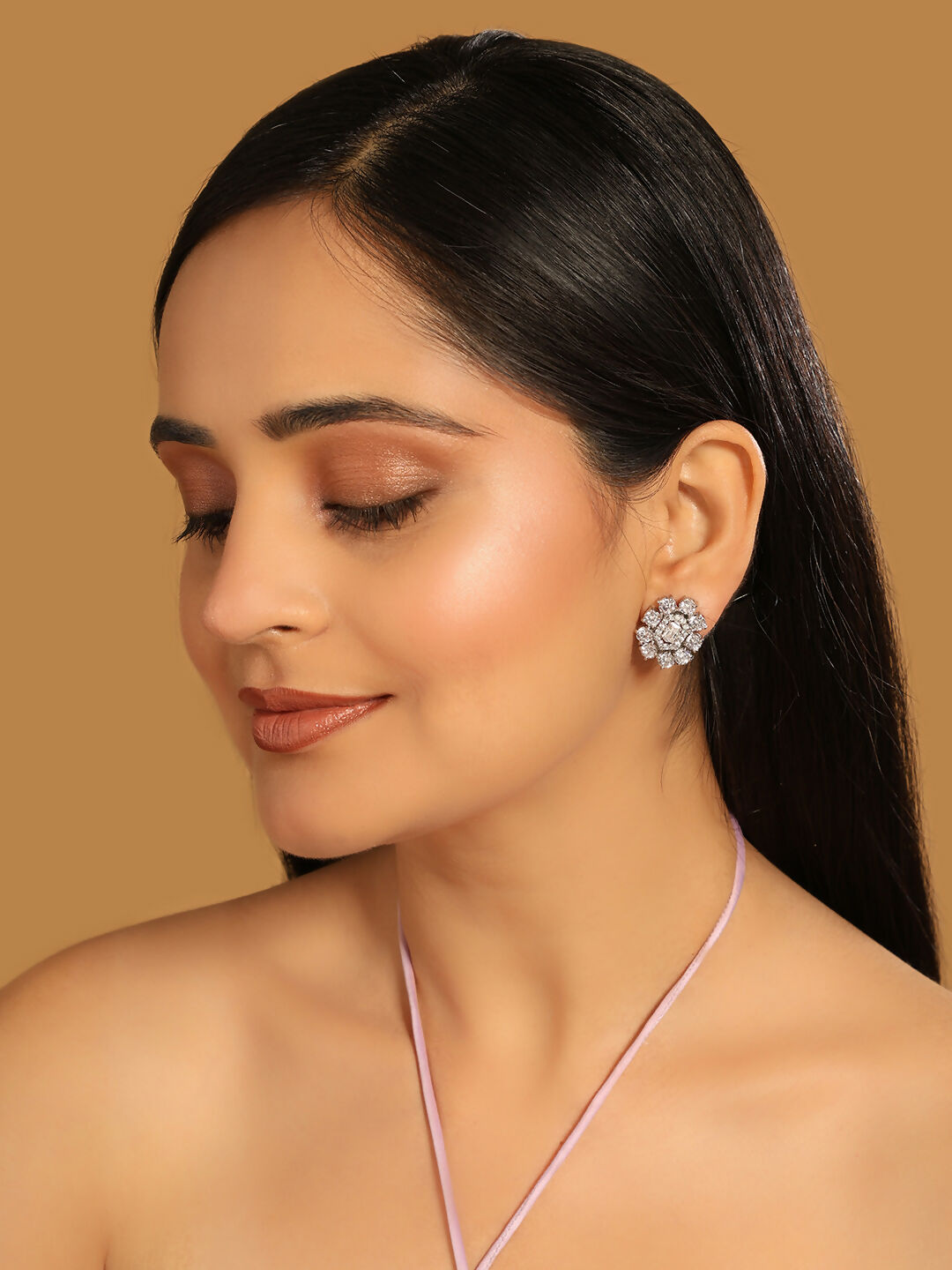 Nuyug Silver Blossom Diamond Studs