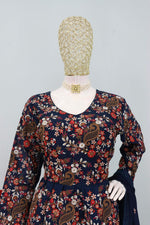Thumbnail for Anaita Blue Chinon Embroidered With Sequins Work Salwar Suit - Distacart