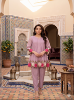 Thumbnail for Teeya Creation Women's Peach Embroidered Kurti Set - Dista