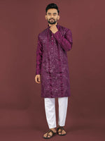 Thumbnail for Anaita Purple Embroidered Silk Straight Kurta - Distacart
