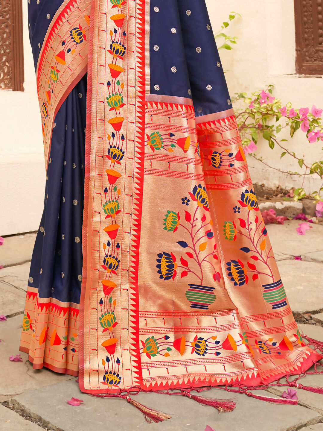 Astita Silk Blend Navy Blue Saree