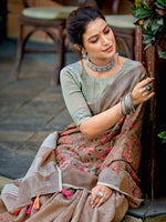 Thumbnail for Astita Linen Brown Saree
