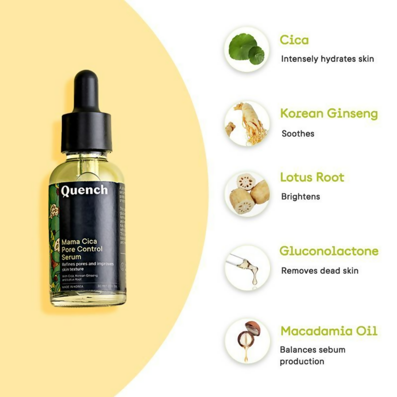 Quench Pore Control Serum with Cica & Korean Ginseng Controls Excess Oil & Acne - Distacart