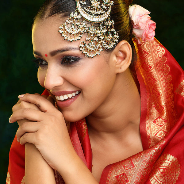 Ruby Raang 22k Gold Polished Kundan Passa