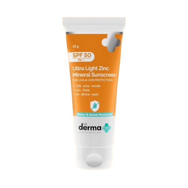 The Derma Co Ultra Light Zinc Mineral Sunscreen with SPF 50 - Distacart
