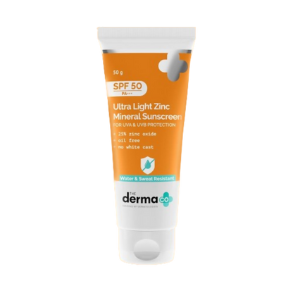 The Derma Co Ultra Light Zinc Mineral Sunscreen with SPF 50 - Distacart