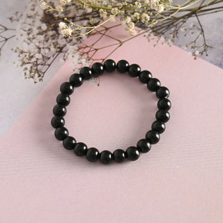 NVR Men & Women Black Marbel Crystal Elasticated Bracelet - Distacart