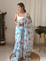 Thumbnail for Anouk Floral Printed Beads and Stones Organza Saree