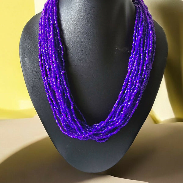 Inhanns Handmade Beaded Multilayer Necklace, 20 Layers - Purple - Distacart