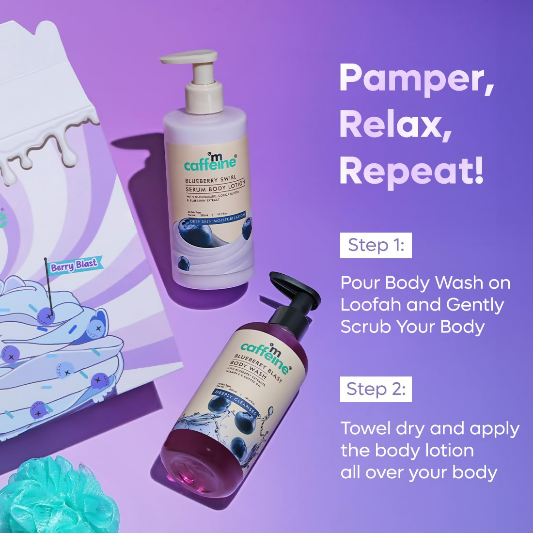 mCaffeine Blueberry Escape Bath & Body Gift Kit Set