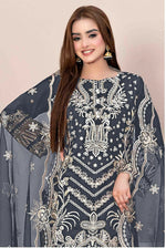 Thumbnail for Anaita Grey Faux Georgette Stitched Suit with Embroidery Work - Distacart