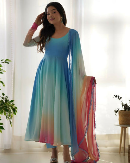 Joban Fashion Sky Kurta Set Georgette Sequence Embroidery Work - Distacart