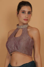 Thumbnail for Joban Fashion Silk Zircoon And Beads Padded Blouse - Light Mauve