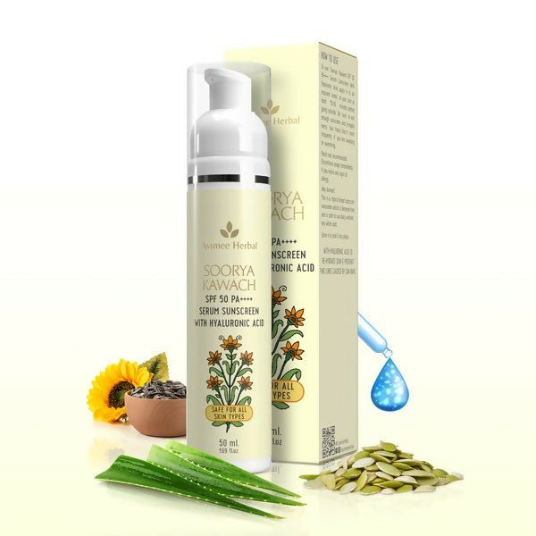Avimee Herbal Soorya Kawach SPF 50 PA++++ Hyaluronic Acid Serum Sunscreen - Distacart