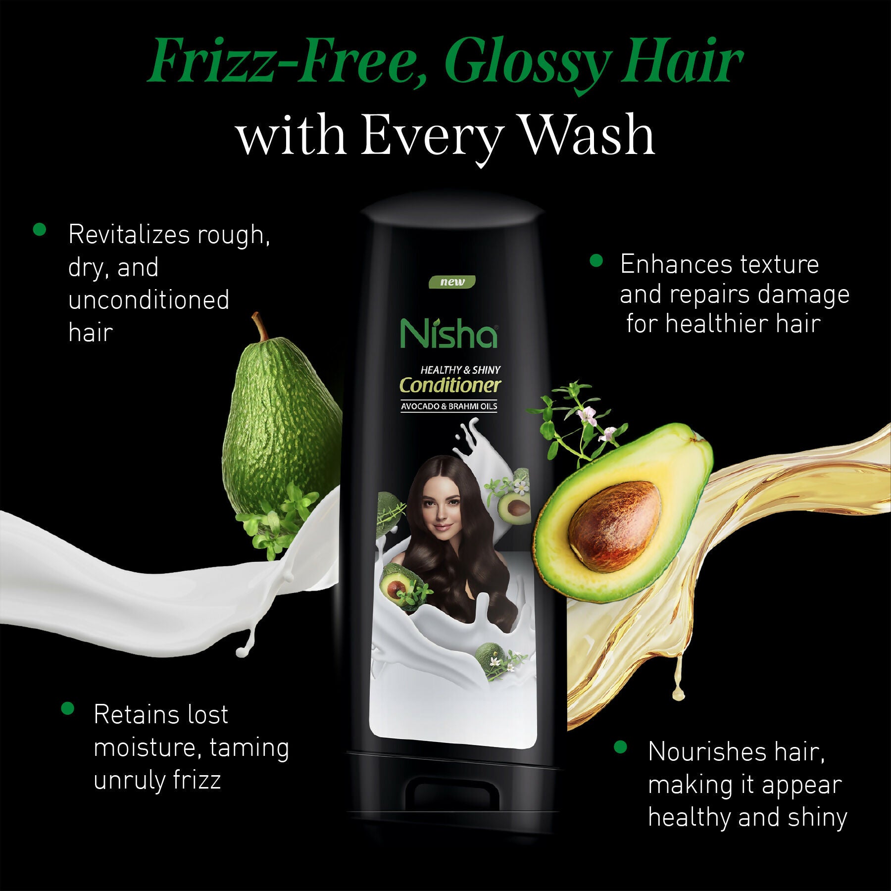 Nisha Conditioner For Women, Healthy & Shiny Formula With Avocado & Brahmi Oils - Distacart