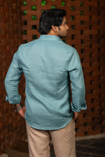 Thumbnail for Linen See Blue Azure Breeze Shirt By Hilo Design