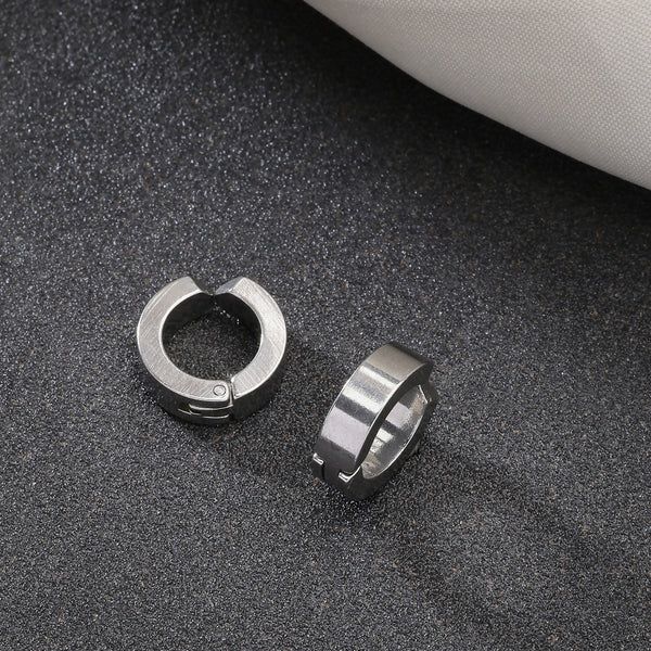 NVR Men's Silver-Plated Stainless Steel Hoop Earrings - Distacart