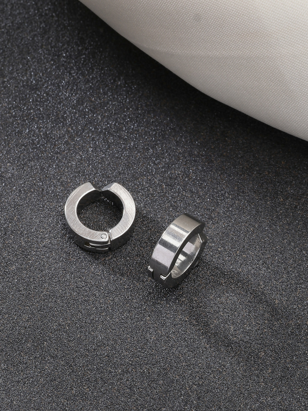 NVR Men's Silver-Plated Stainless Steel Hoop Earrings - Distacart