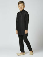 Thumbnail for Joban Fashion Kids Island Full Sleeves Cotton Kurta and Pyjama Set with Strip - Black - Distacart