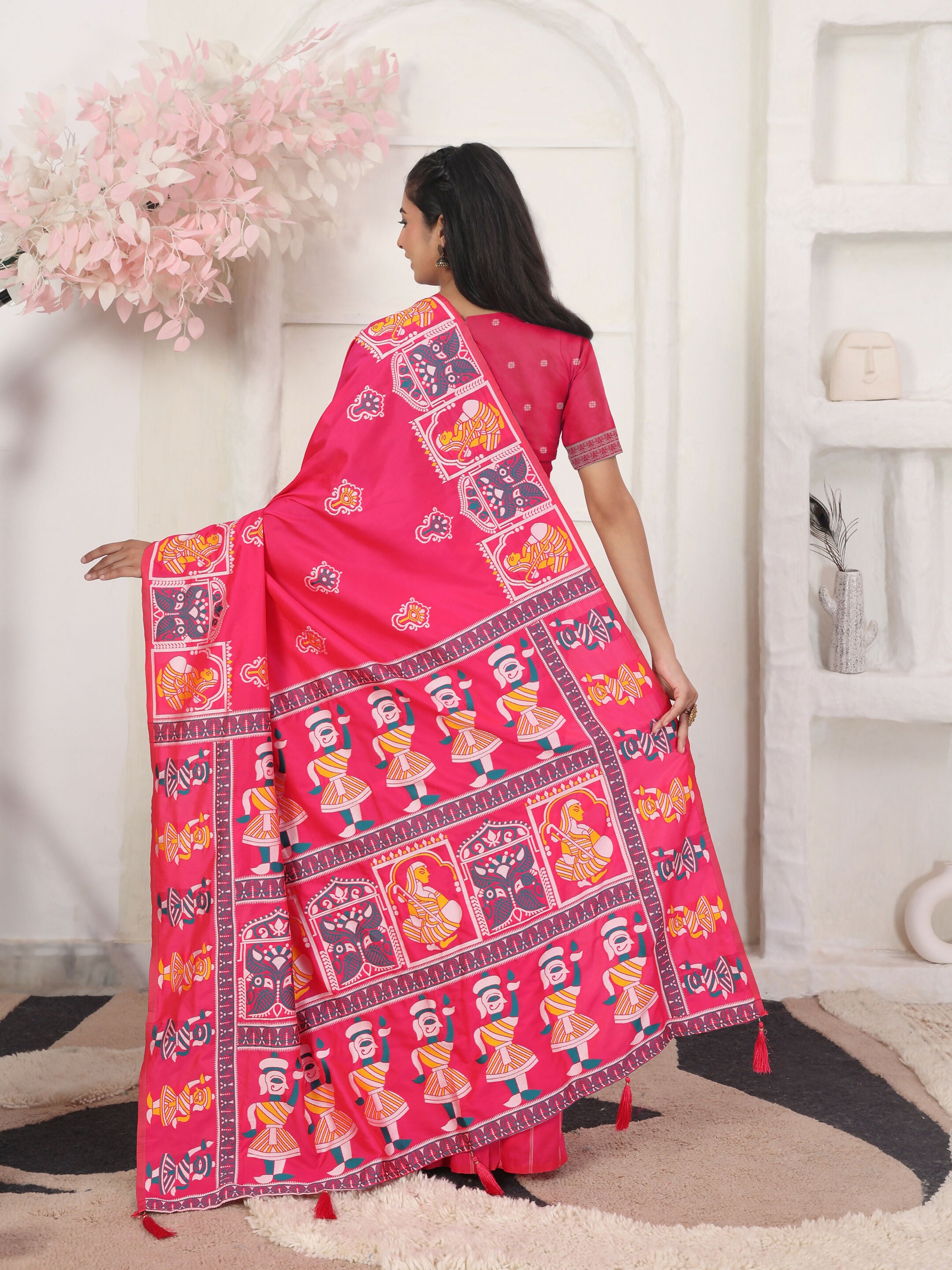 Astita Silk Blend Pink Saree