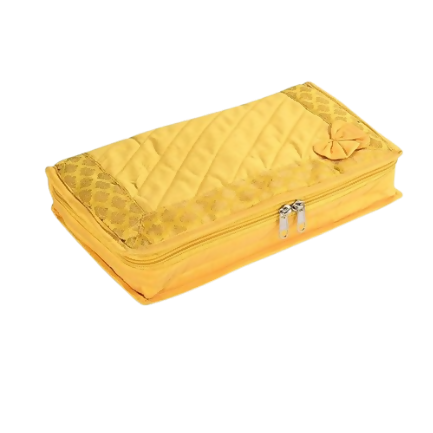 Asmaani Satin 7 Pocket Yellow Bow Jewellery Kit - Distacart