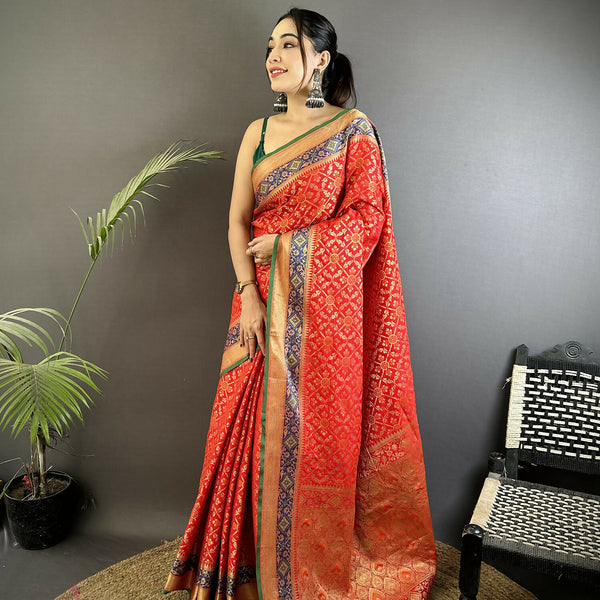 Joban Fashion Red Patola Soft Silk Patola Saree - Distacart
