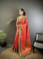 Thumbnail for Joban Fashion Red Patola Soft Silk Patola Saree - Distacart
