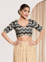 Thumbnail for Joban Fashion Black Chiffon Padded Blouse With Square Neck Elbow Sleeves - Distacart