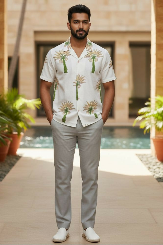 Leisure — Ivory Ajrakh Cotton Shirt by Hilo Design - Dista