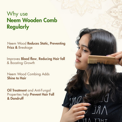 Pink Woolf Neem Wooden Comb Set for Men & Women - Dista