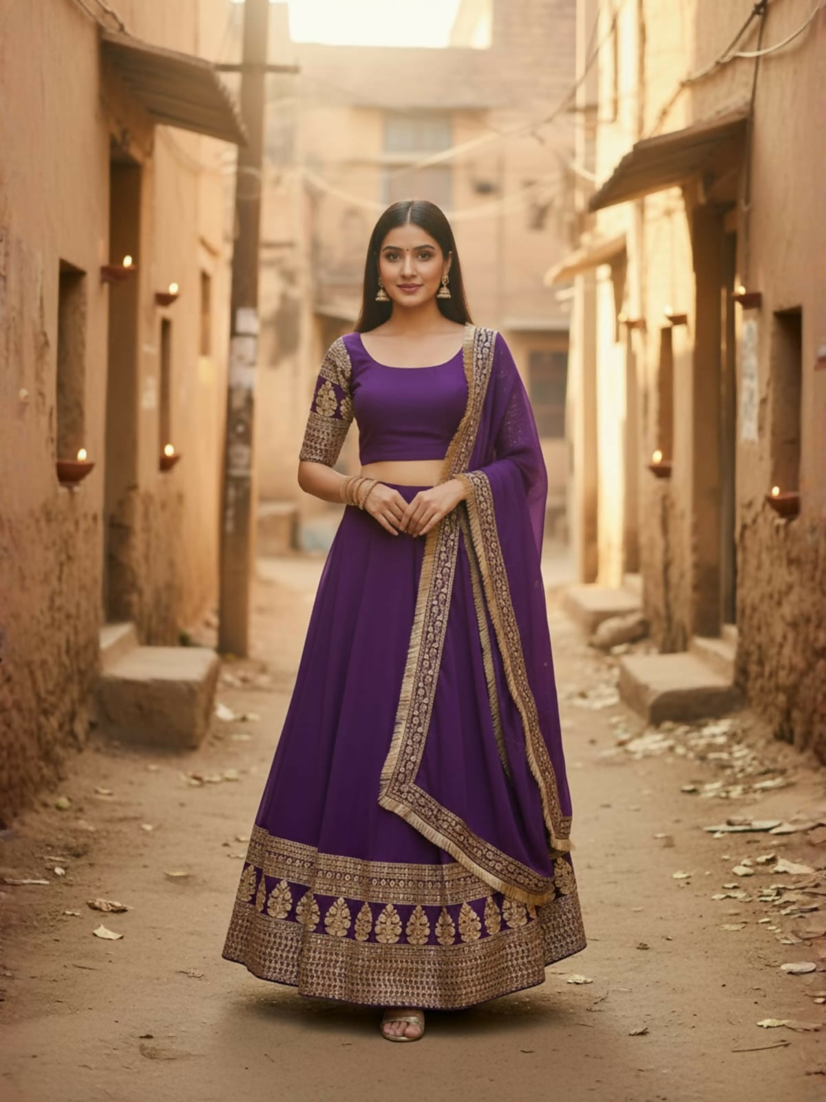 Lehenga Mart Designer Indian Wedding Lehenga Choli-Purple - Distacart