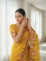 Thumbnail for Joban Fashion Yellow Candy Crush Party Wear Sarees - Distacart