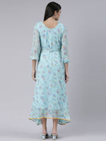 Thumbnail for Souchii Blue Floral Chiffon Maxi Dress For Women – Souchii