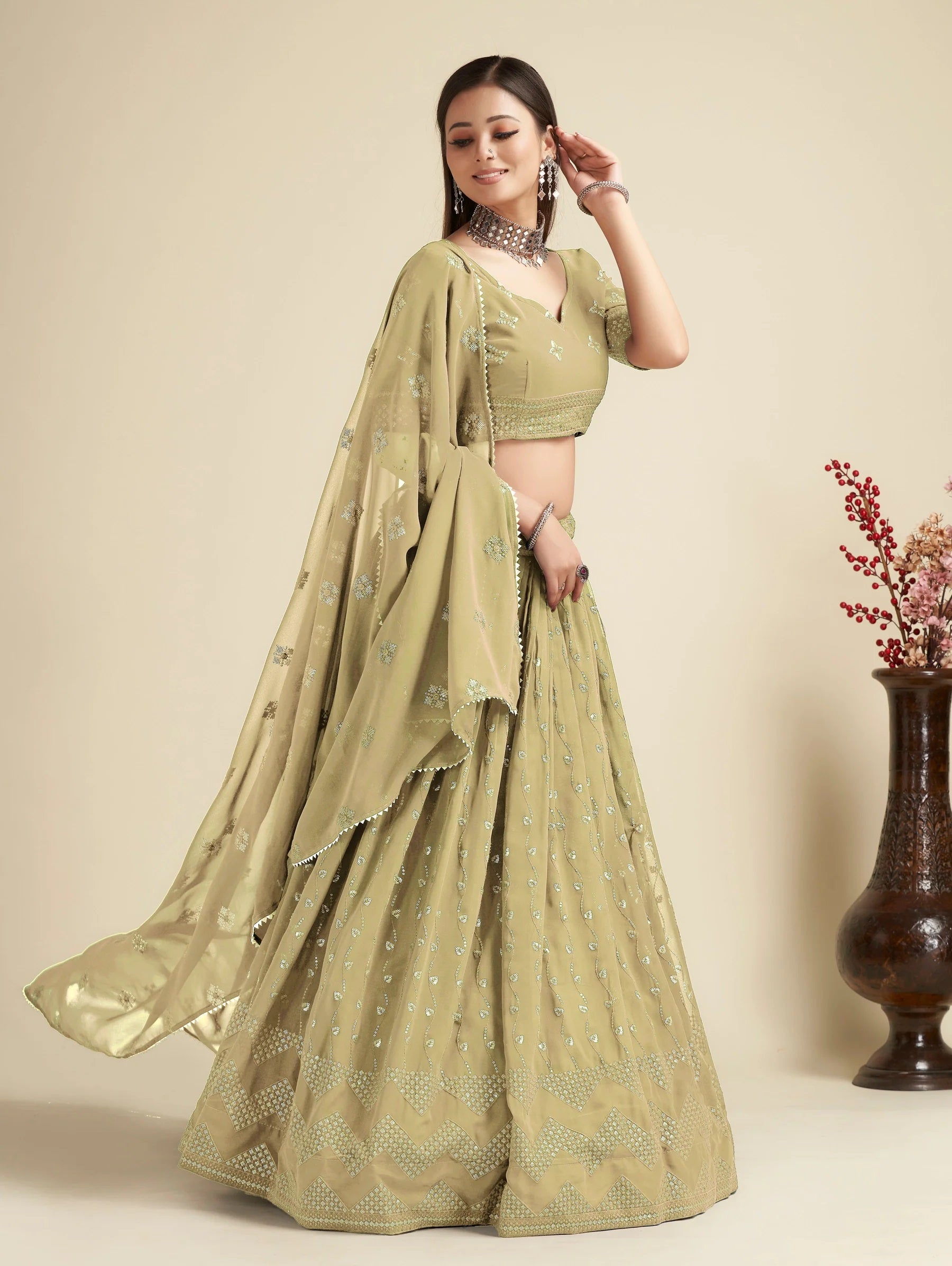 Lehenga Mart Designer Wedding Lehenga Choli For Women - Mehndi - Distacart