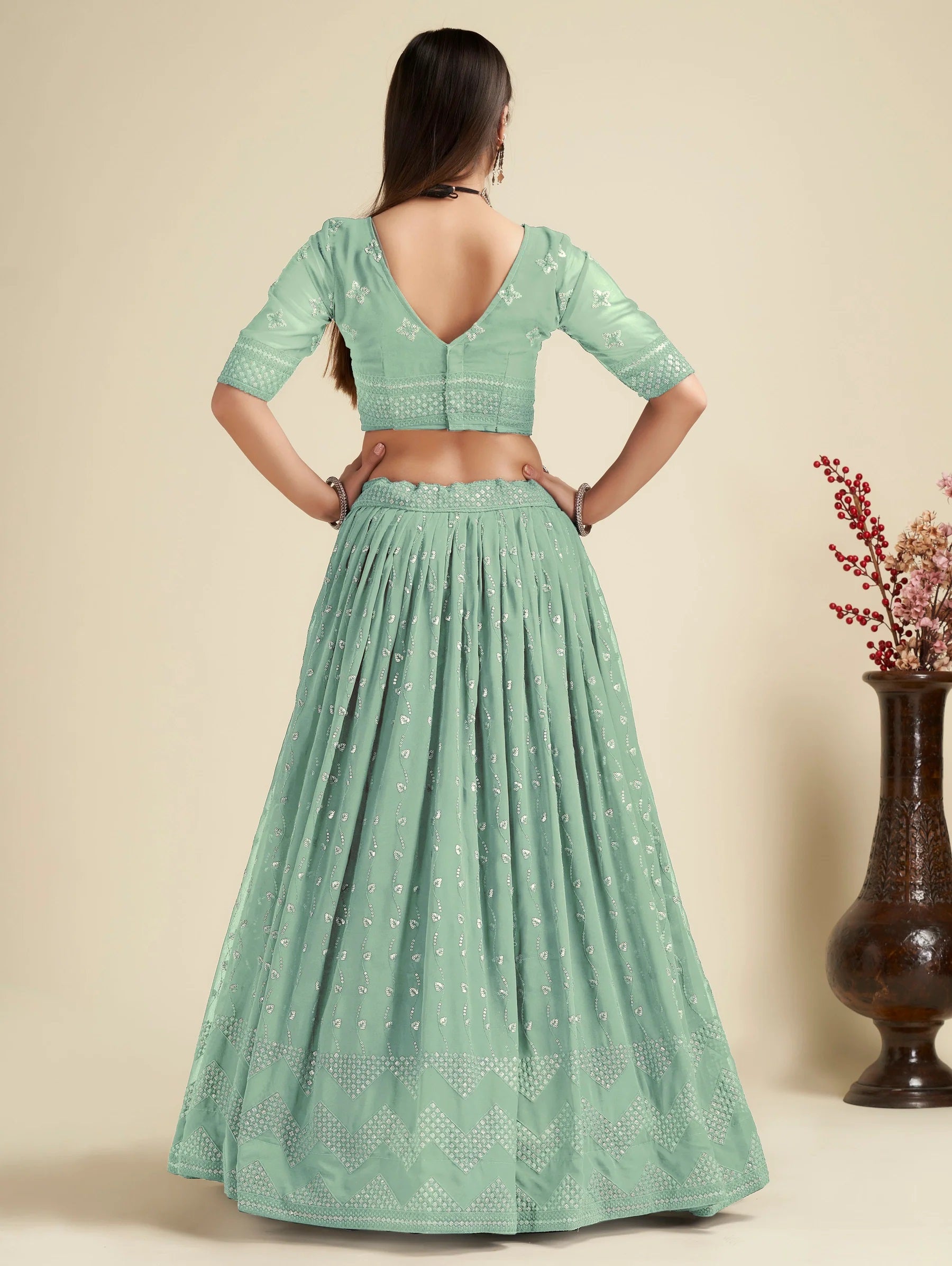 Lehenga Mart Designer Wedding Lehenga Choli For Women - Pista - Distacart