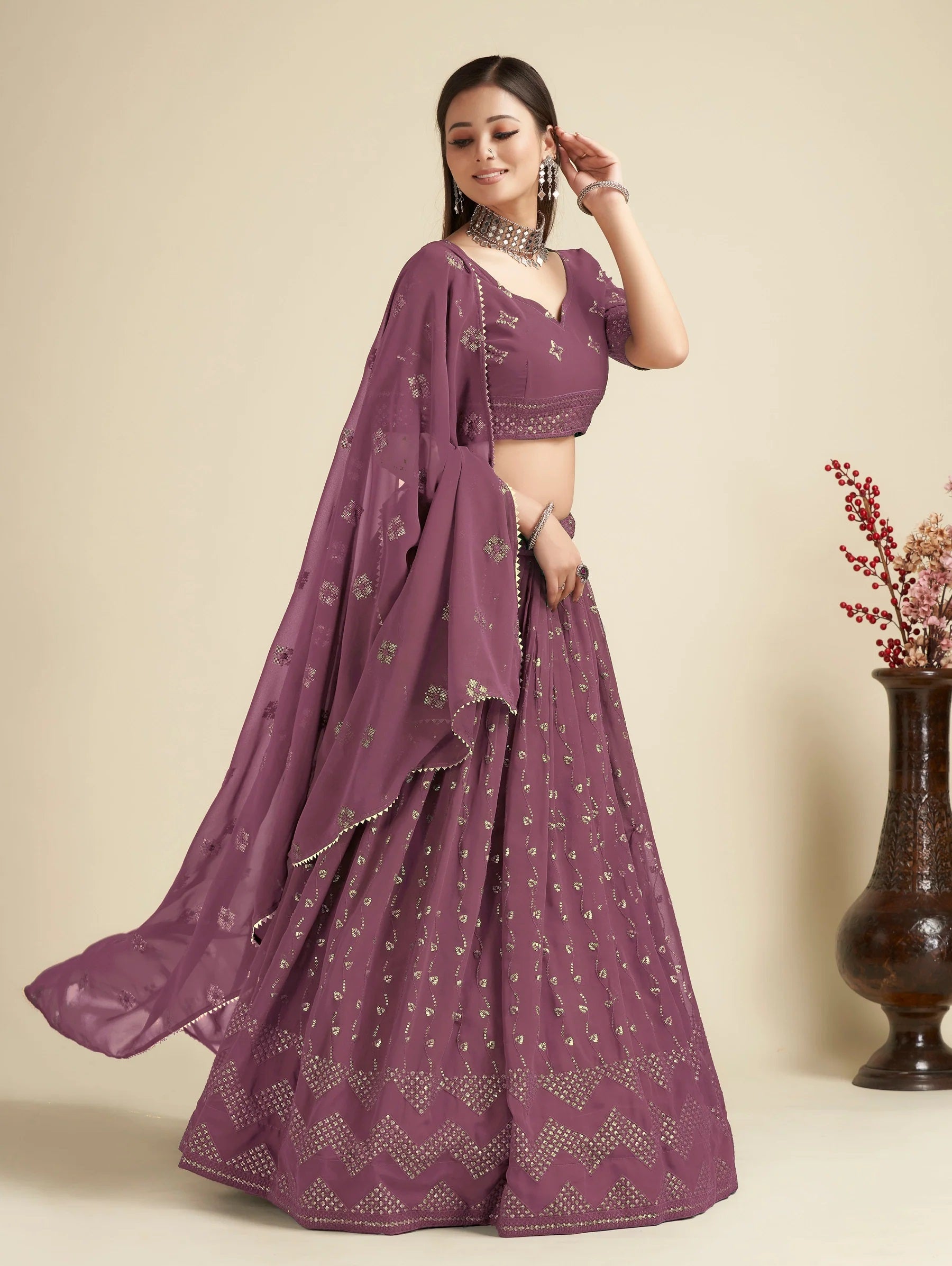 Lehenga Mart Designer Wedding Lehenga Choli For Women - Wine - Distacart