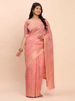 Thumbnail for Astita Linen Cotton Peach Saree