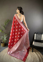 Thumbnail for Joban Fashion Maroon Floral Motifs Soft Silk Banarasi Saree - Distacart