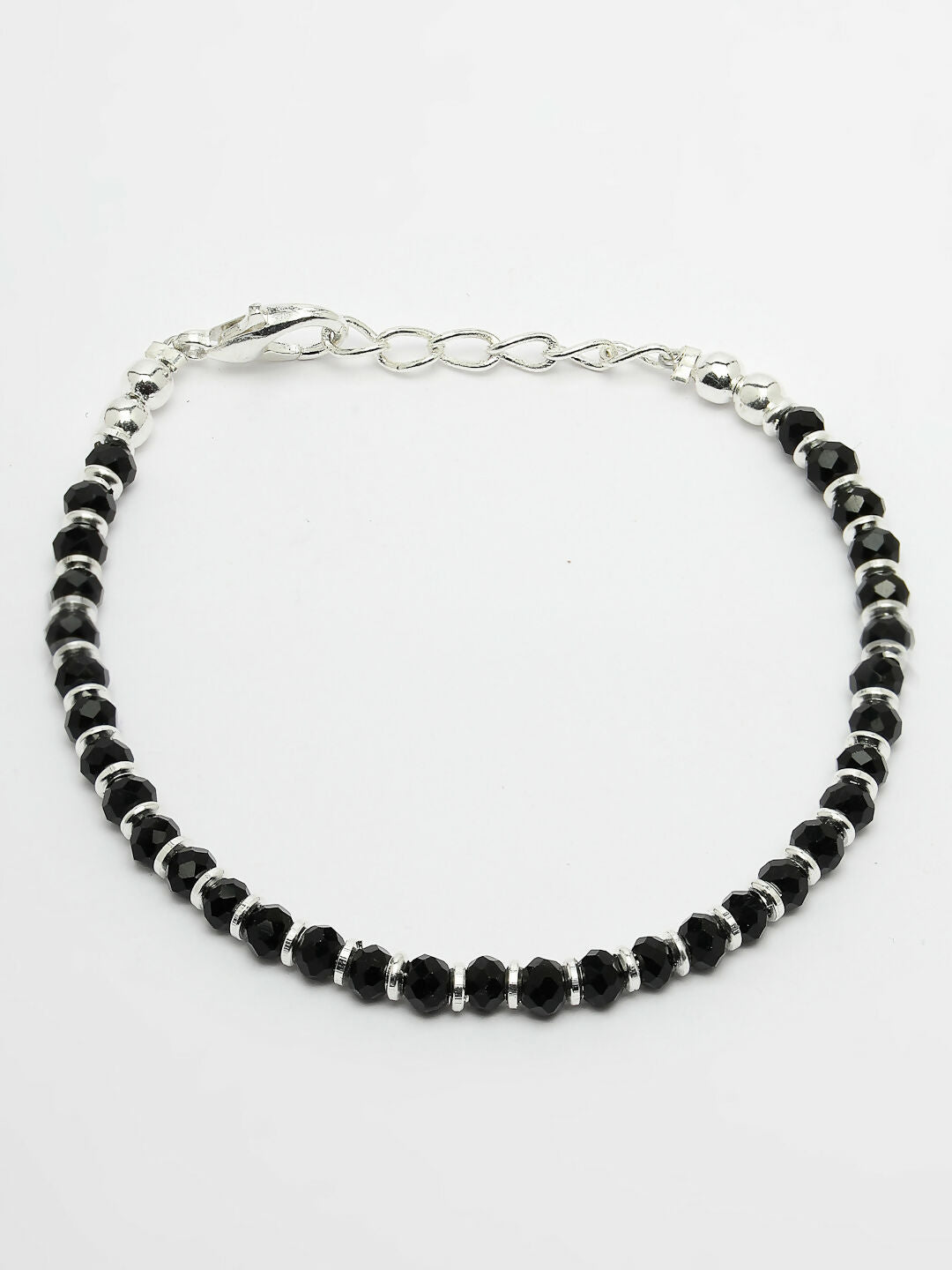 NVR Women Silver Plated Black Beaded Adjustable Rakhi With Roli Chawal - Distacart